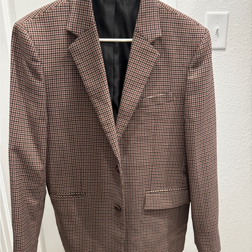 Men's Classic Brown Checkered Blazer